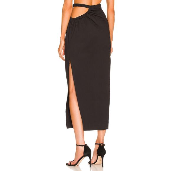 Natalie Rolt Addison Skirt Ruched Cut-Out Detail Pull On Side Slit Black Size 0 - Picture 4 of 13